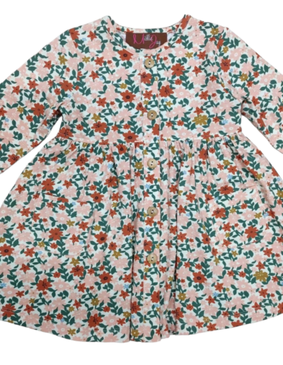 Girls Fall Floral Cream L/S Dress by Millie Jay