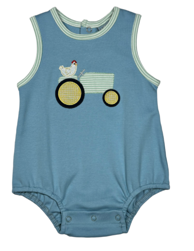 Boys Tractor Applique Bubble by Three Sisters