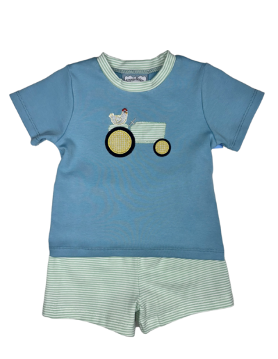 Boys Tractor Applique Short Set by Three Sisters