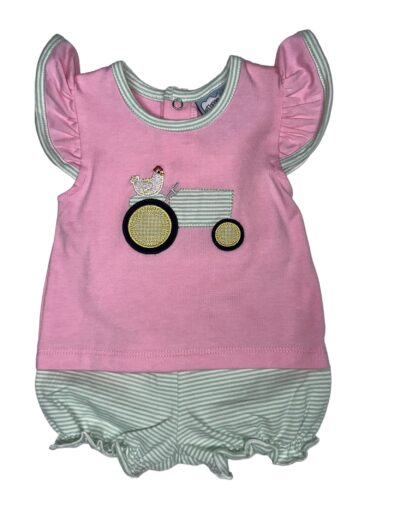 Girls Tractor Applique Bloomer Set by Three Sisters