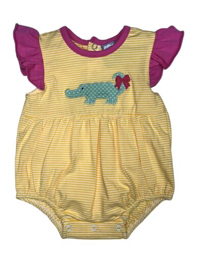 Girls Alligator Applique A/S Bubble by Three Sisters