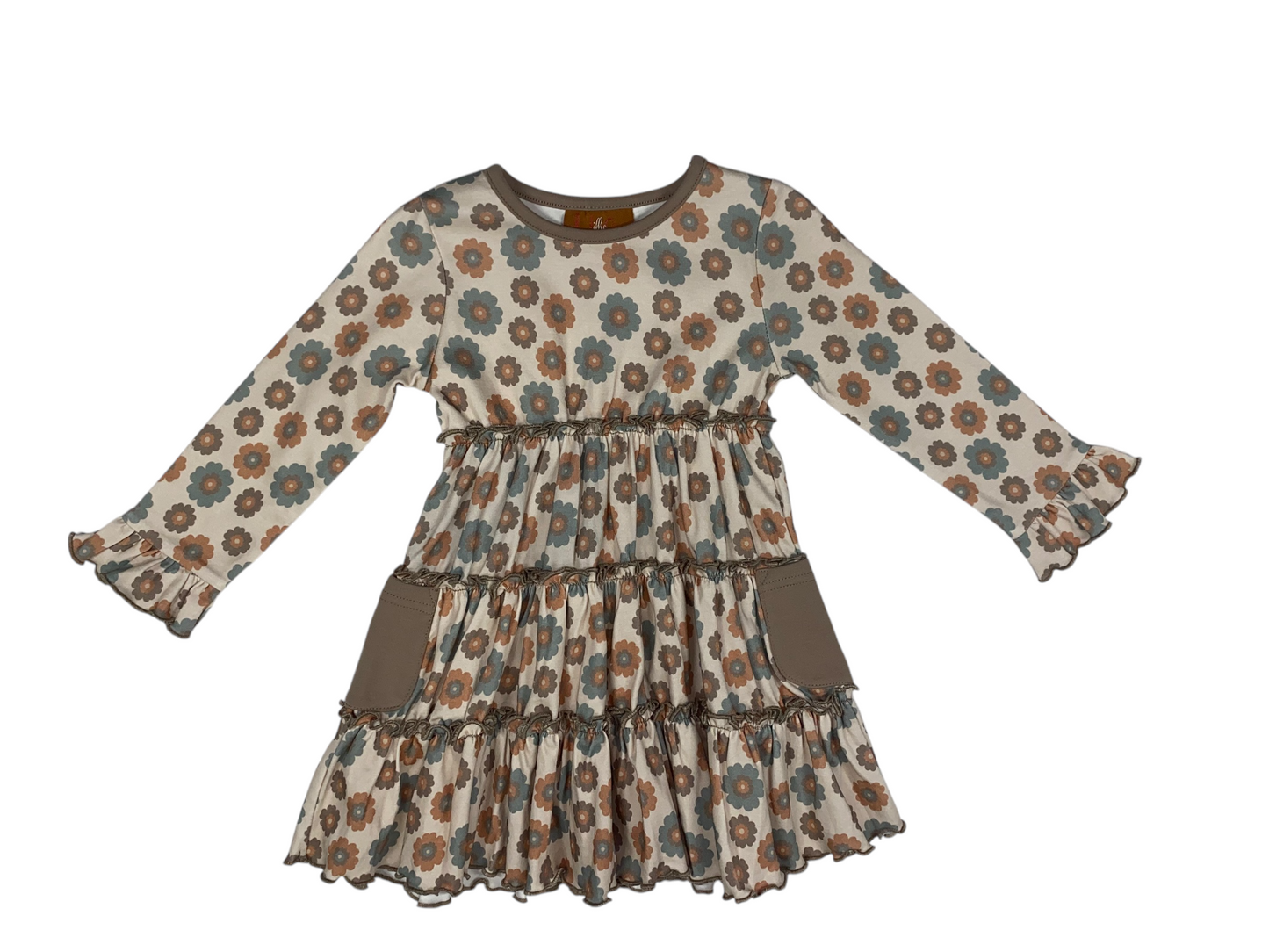 Girls Mocha Floral Layered Dress by Millie Jay
