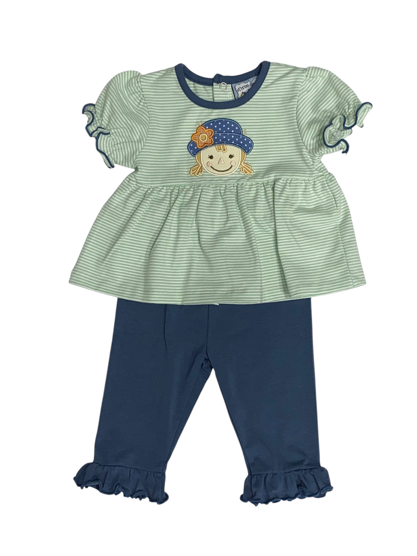 Girls Scarecrow Applique Legging Set by Three Sisters