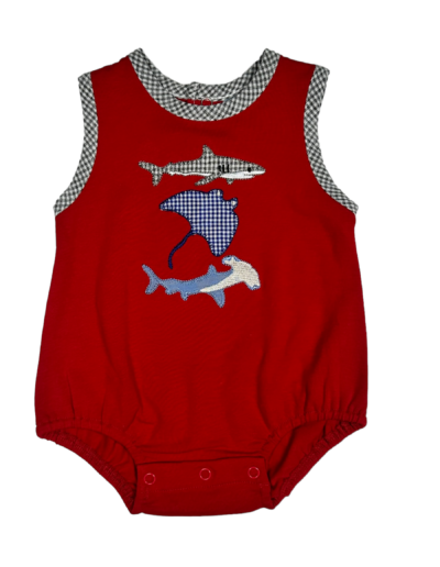 Boys Shark Applique Bubble by Three Sisters