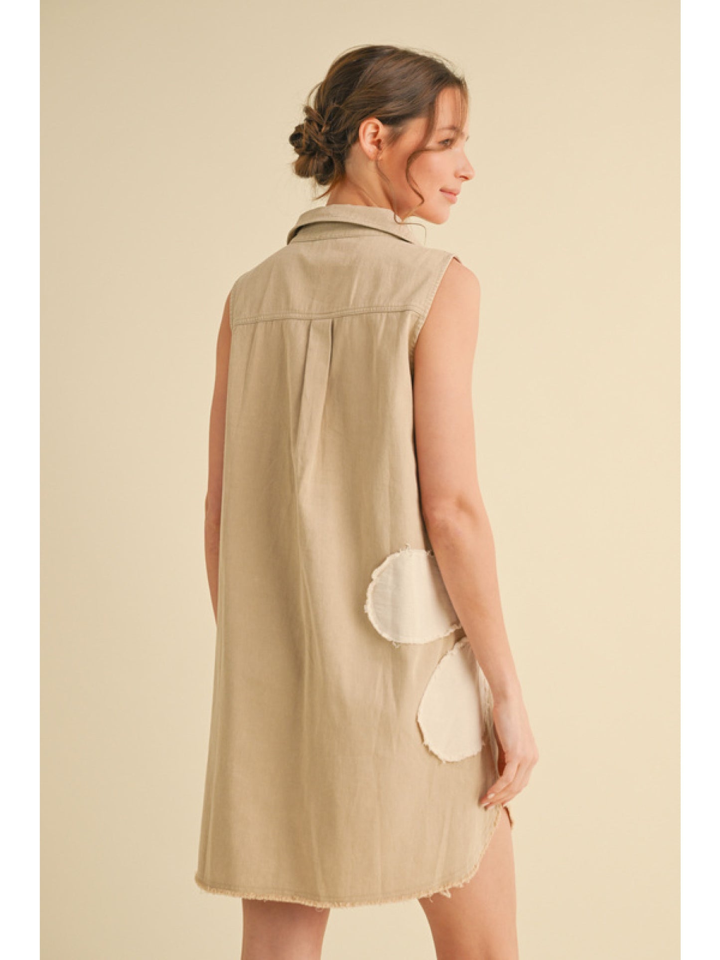 Ladies Jodifl Flower Patch Dress-Taupe