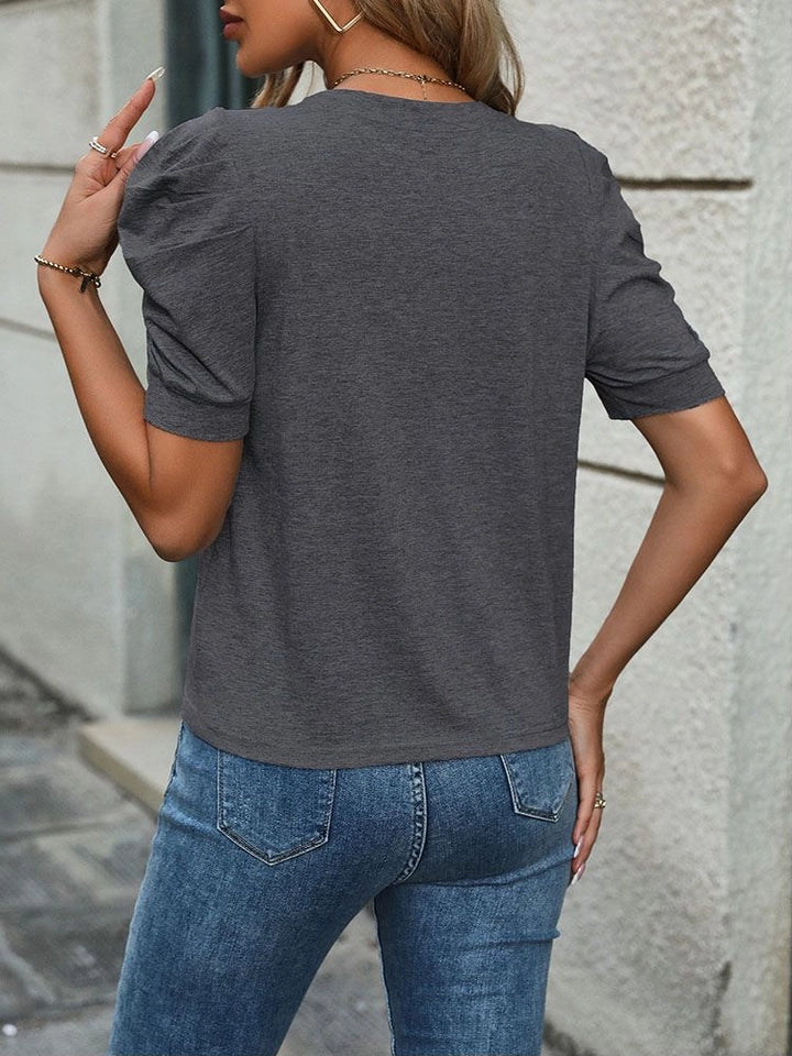 Ladies Casual Pullover Short-Sleeved Shirt-Dark Grey