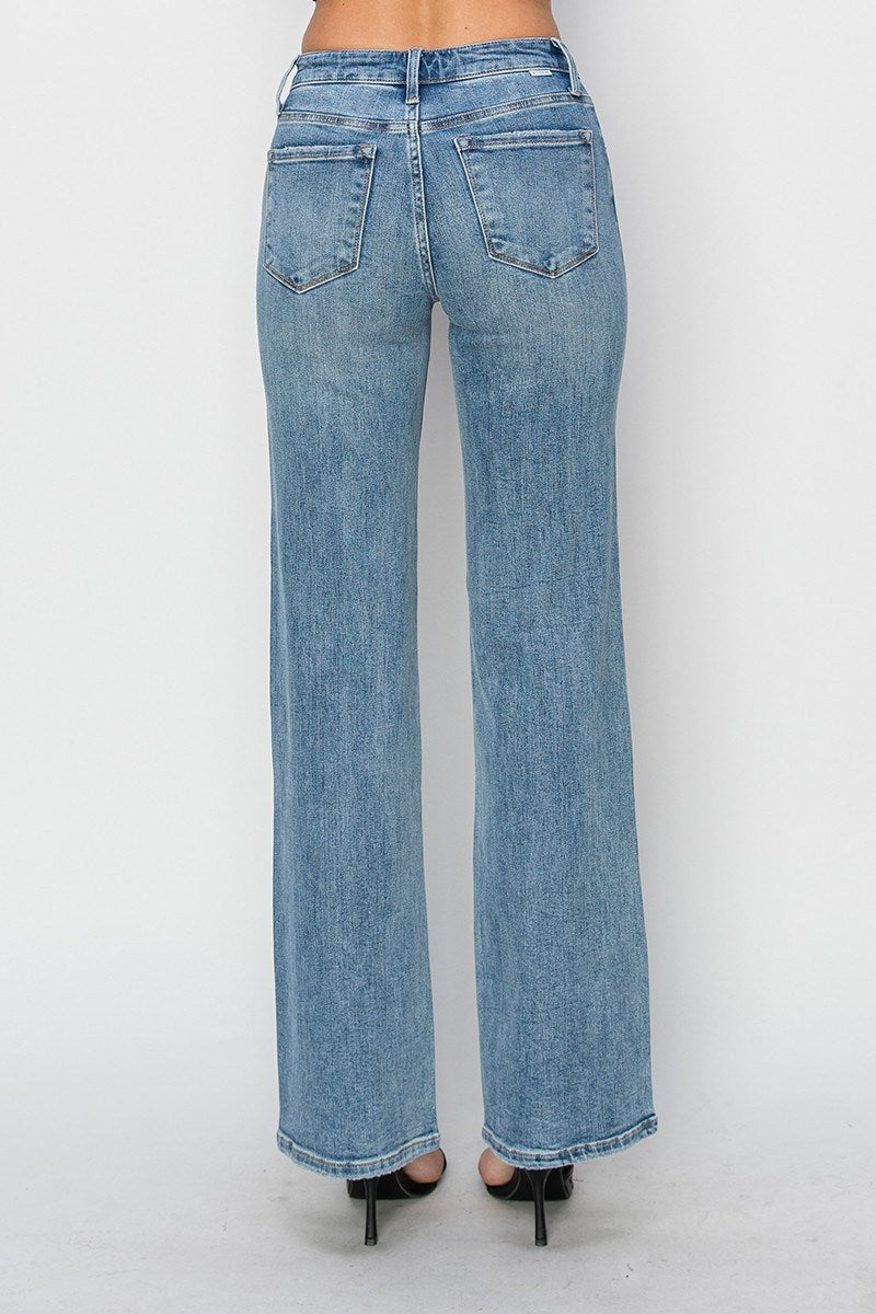 Ladies Mid Rise Straight Jeans by Risen Jeans-Medium