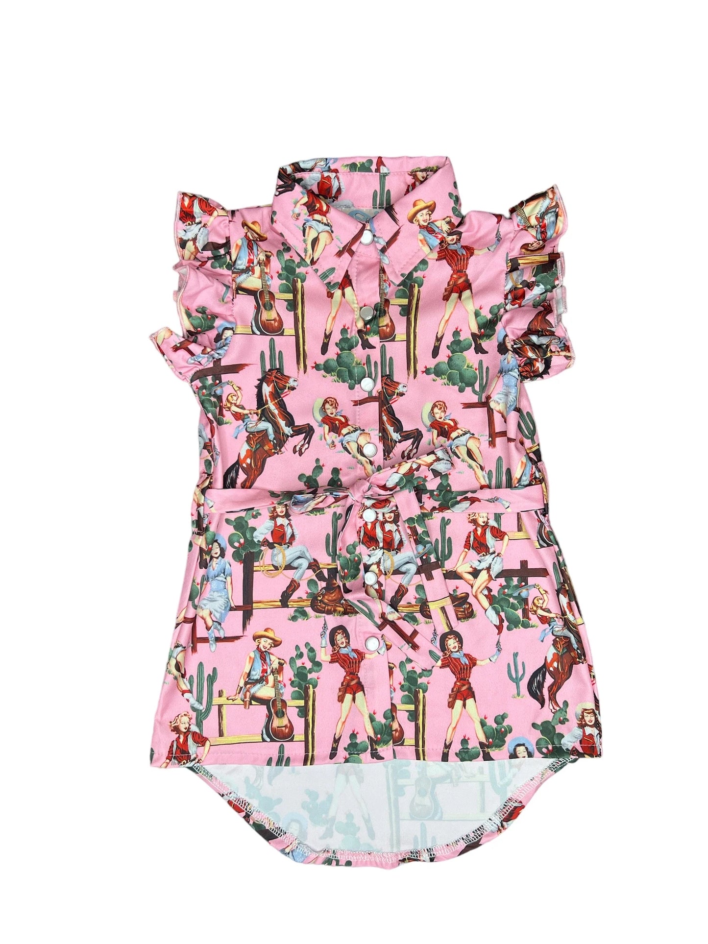 Girls Pin Up Short Sleeved Pearl Snap Dress by Shea Baby