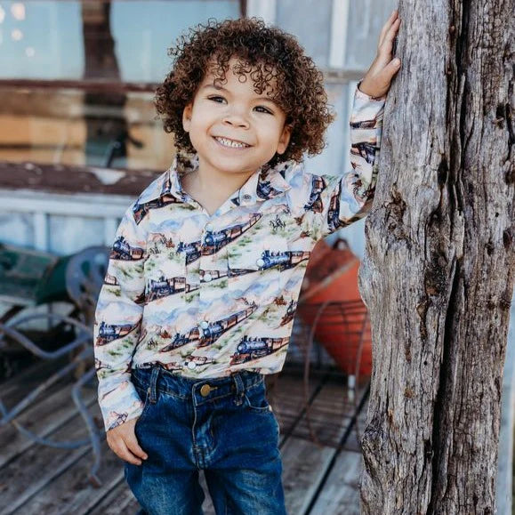 Boys Western Train Onesie or Polo by Shea Baby