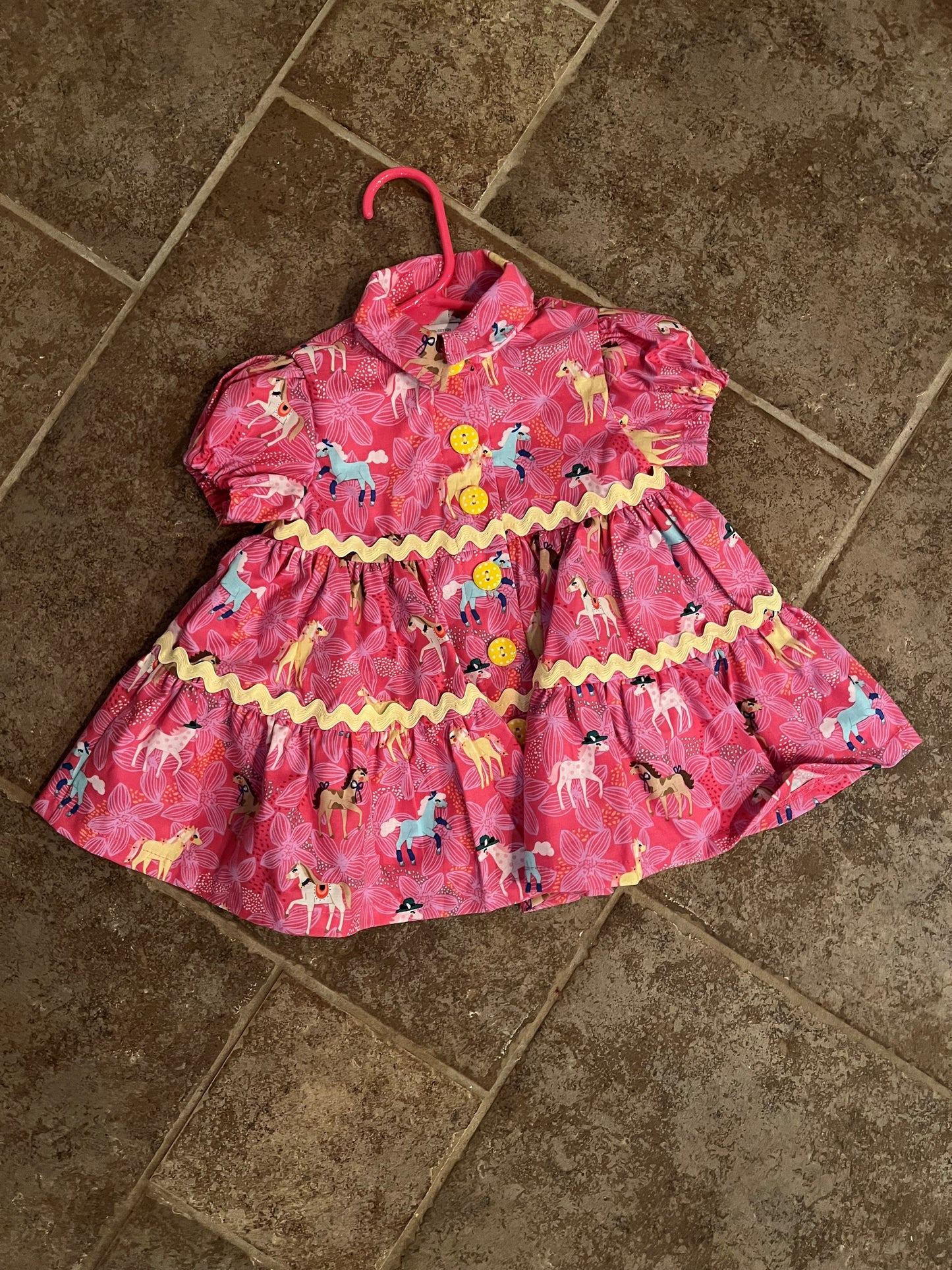 Baby Girls Rick Rack Horse Dress by Ladybug Dezignz