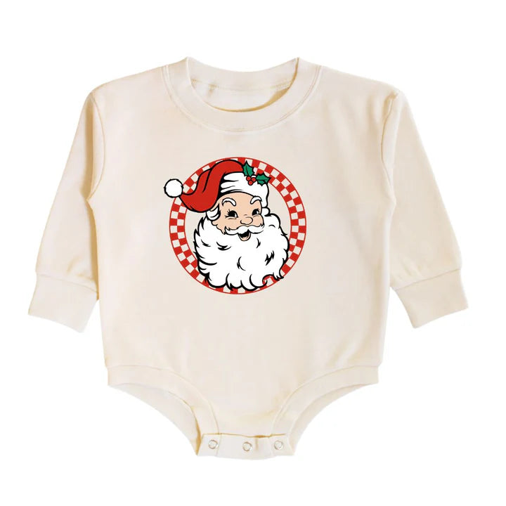Boys Retro Santa Christmas L/S Romper by Sweet Wink