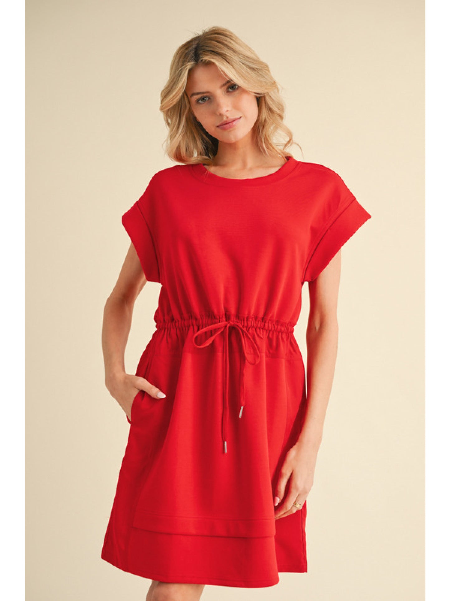 Ladies Jersey Dress with Drawstring Waistline by JODIFL