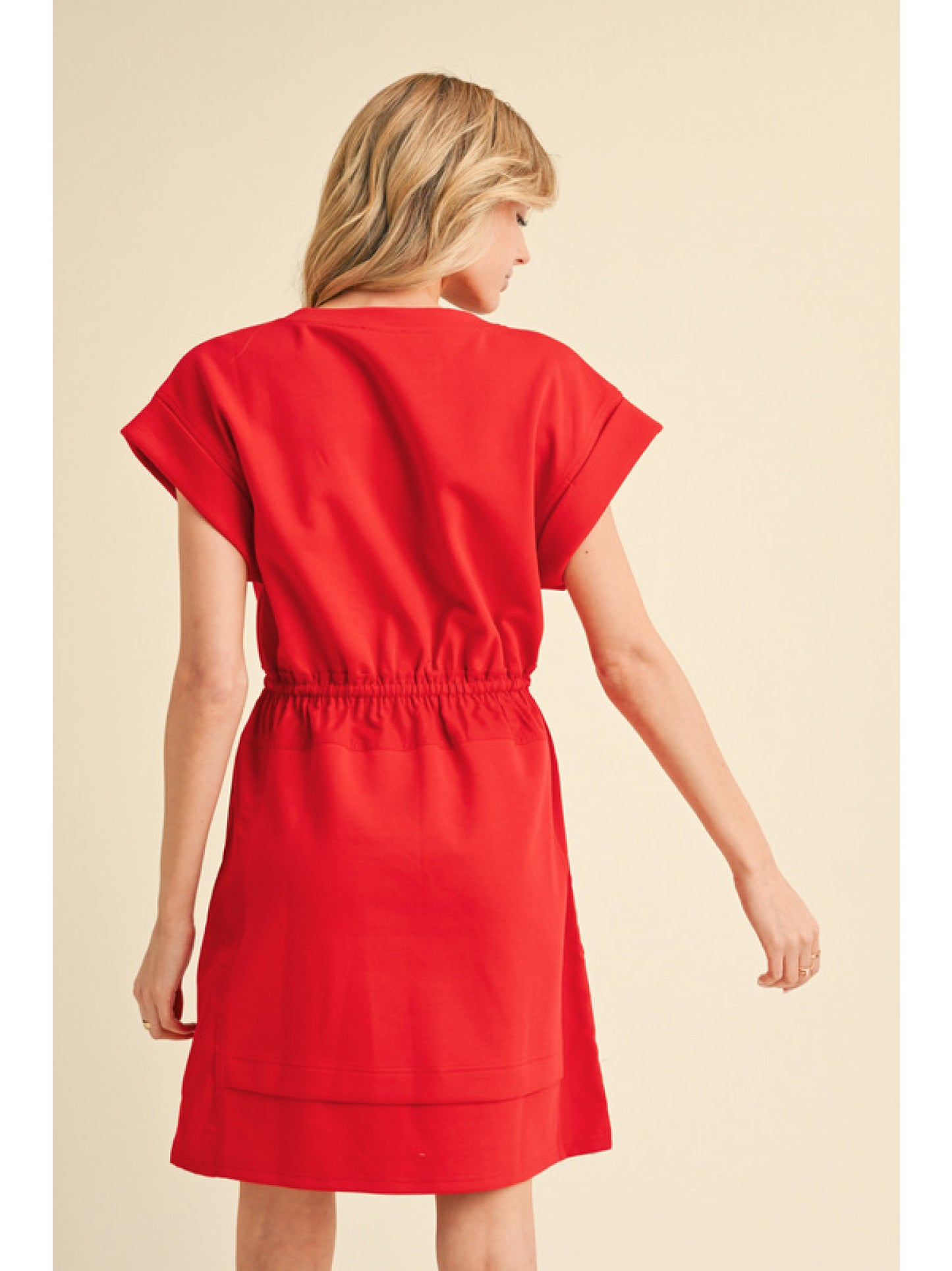 Ladies Jersey Dress with Drawstring Waistline by JODIFL
