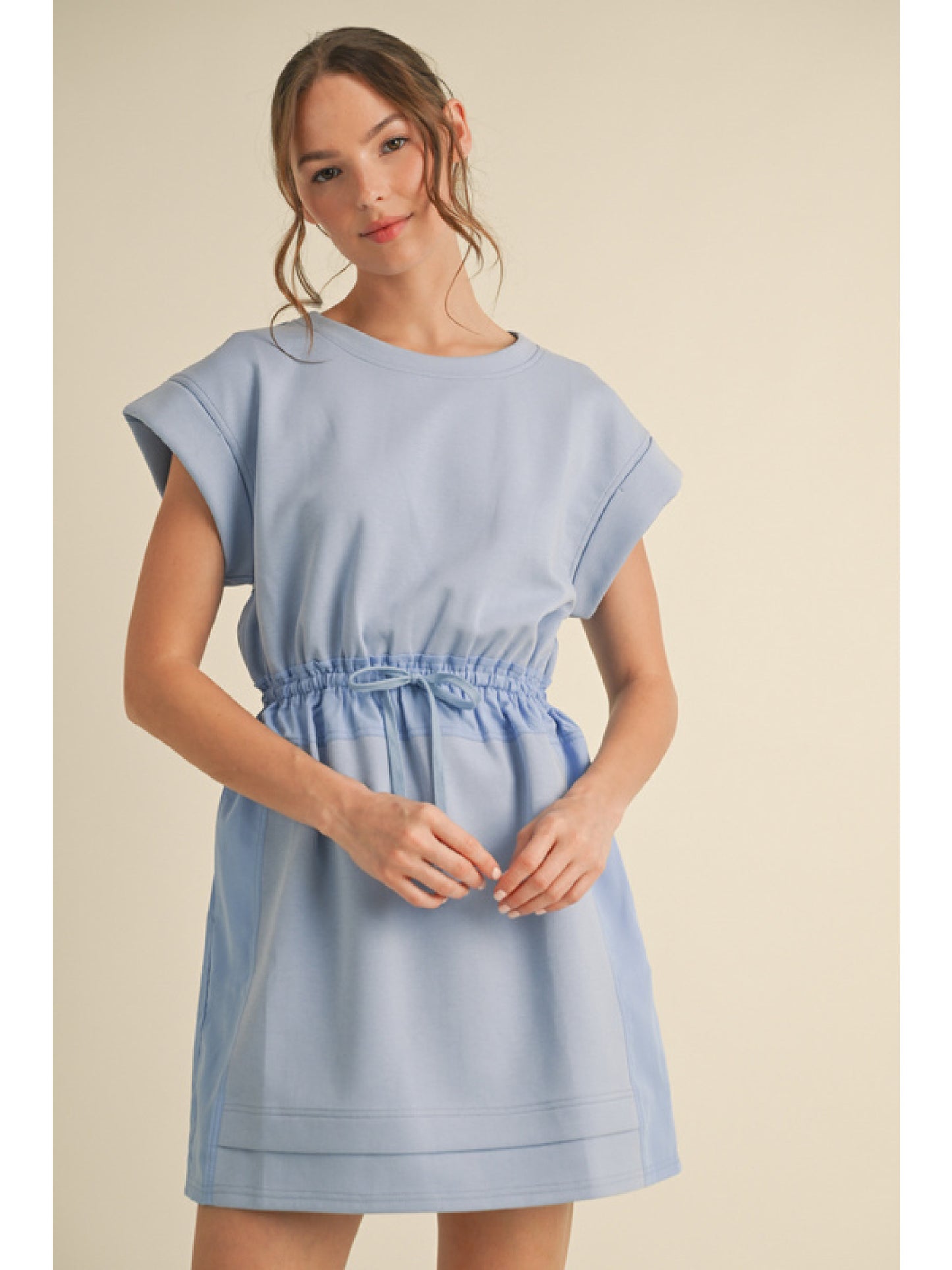 Ladies Jersey Dress with Drawstring Waistline by JODIFL