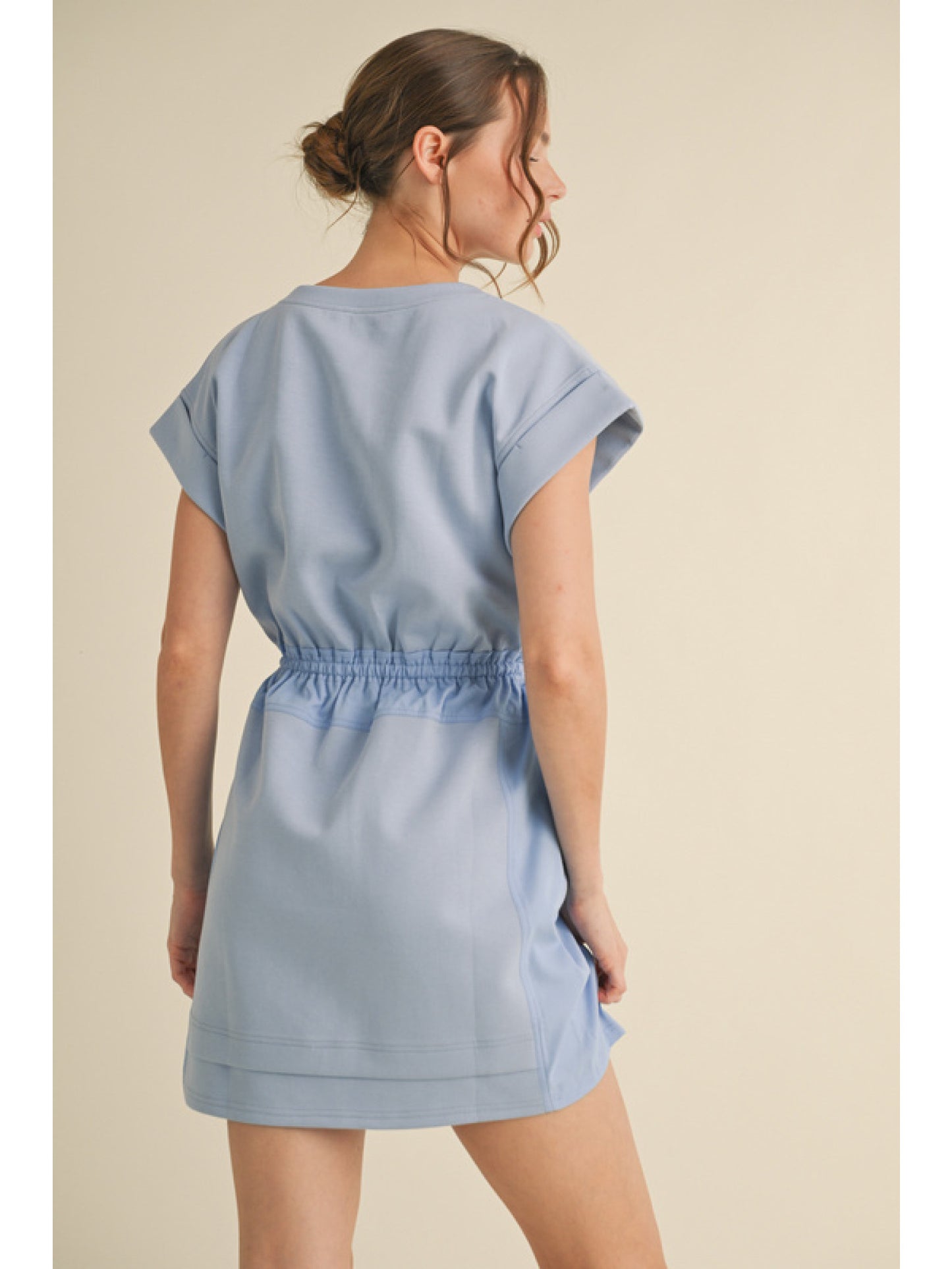 Ladies Jersey Dress with Drawstring Waistline by JODIFL