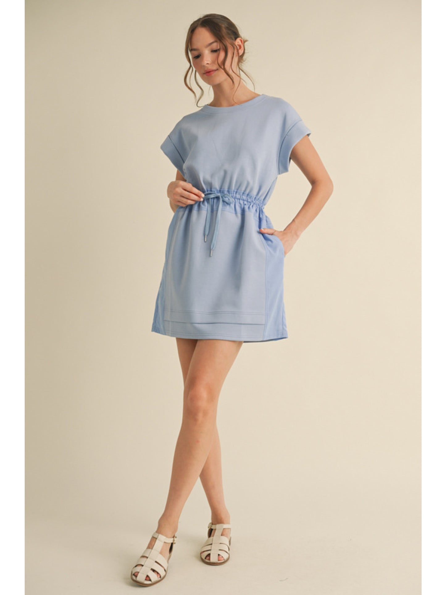 Ladies Jersey Dress with Drawstring Waistline by JODIFL