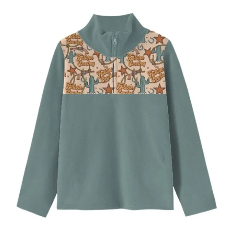 Boys Future Cowboy Fleece Zip Up Sweatshirt by Shea Baby