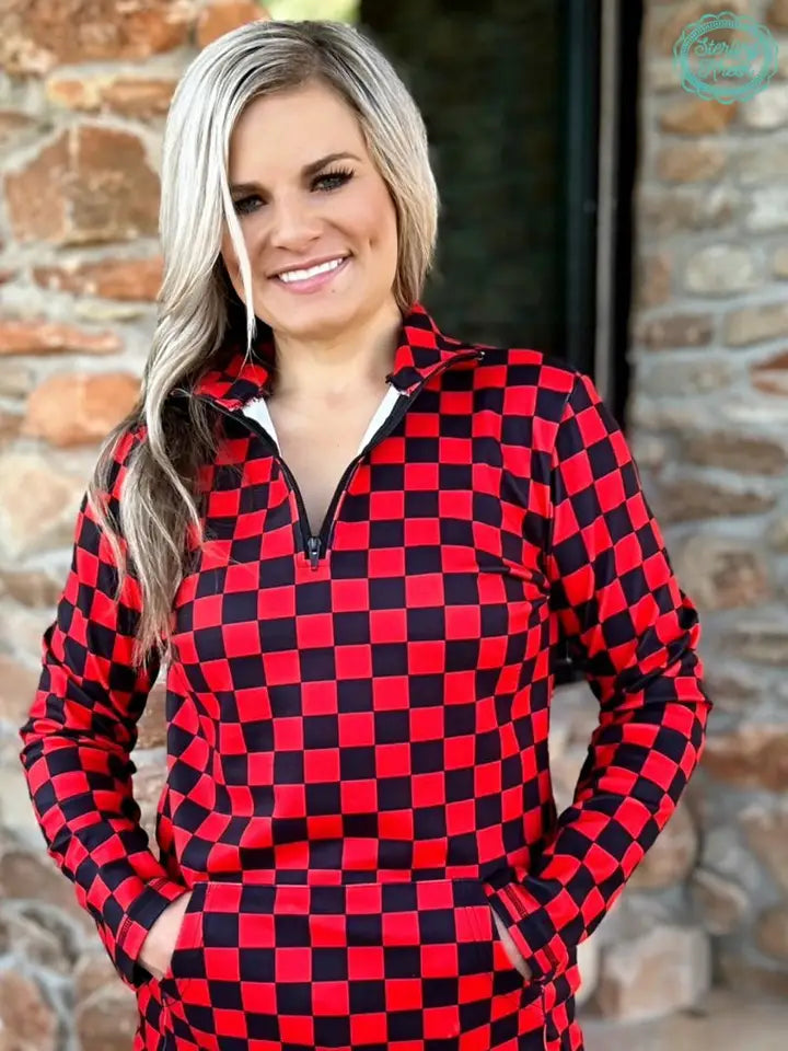 Ladies Pep Rally Pullover - Red and Black