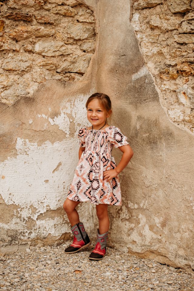 Girls Aztec Flutter Sleeve Dress by Shea Baby