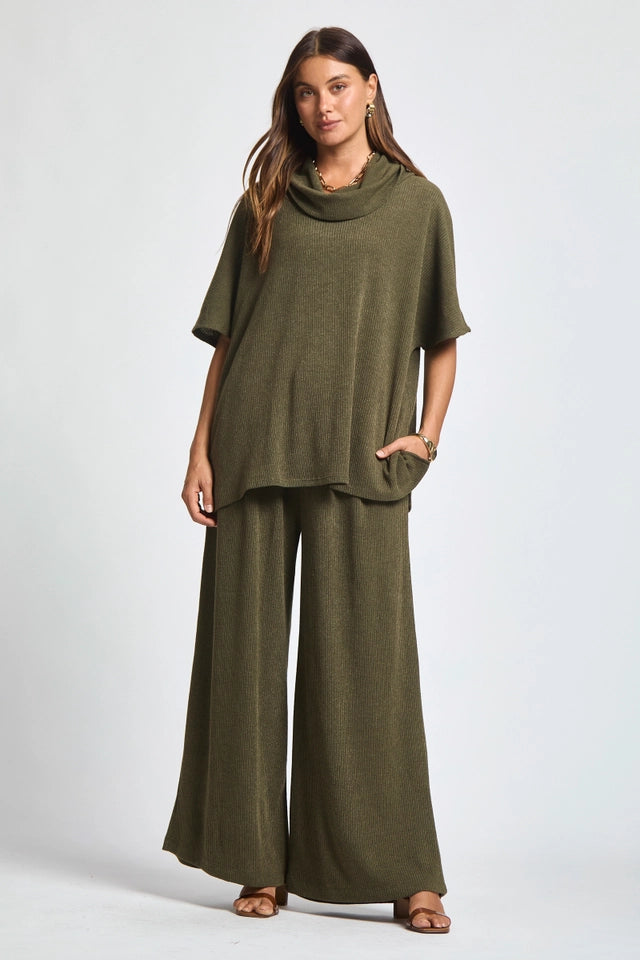Ladies Cowl Neck Top and Relaxed Pants Set
