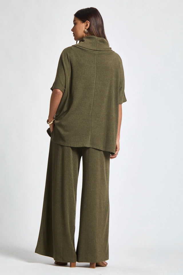 Ladies Cowl Neck Top and Relaxed Pants Set