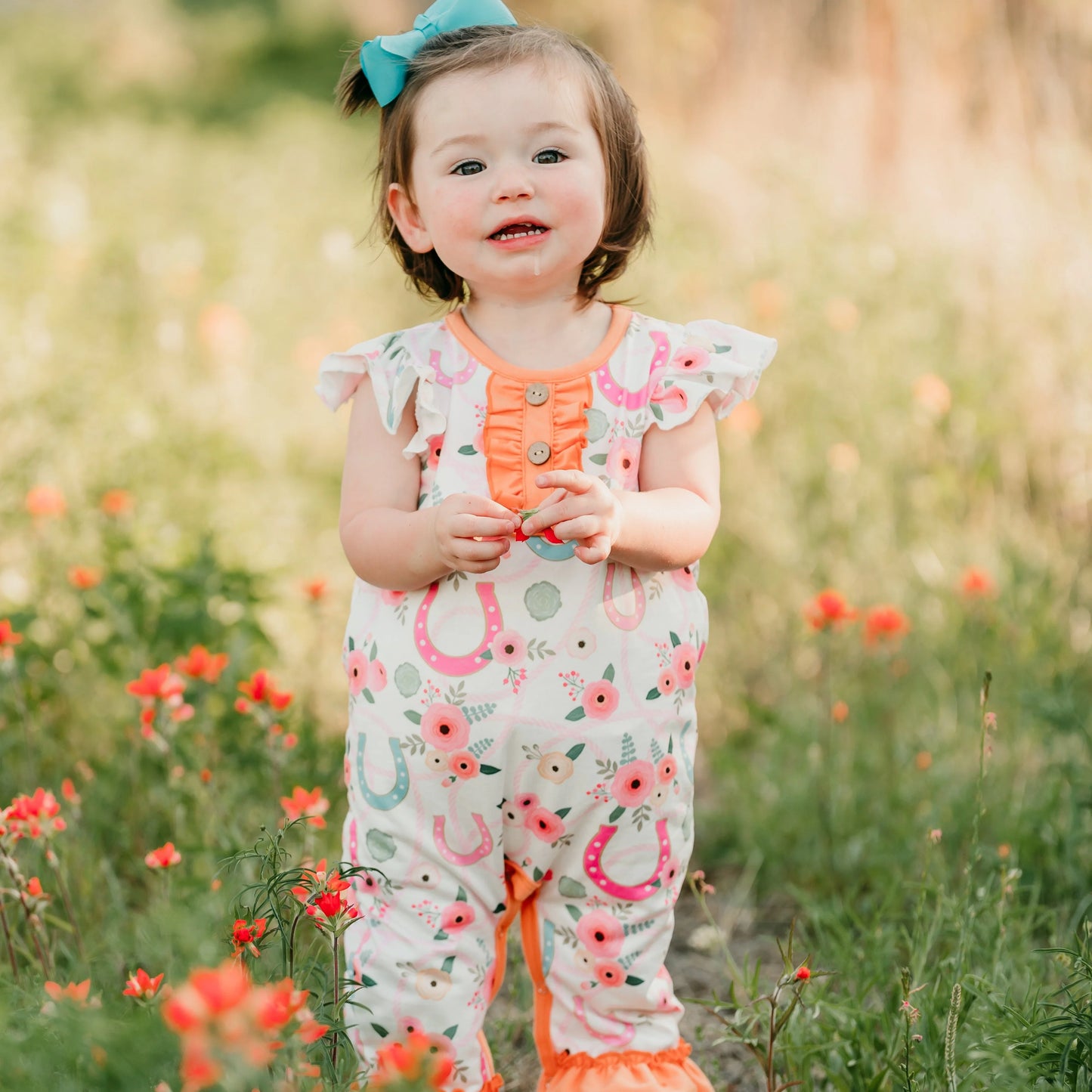 Girls Floral Horseshoe Romper by Shea Baby