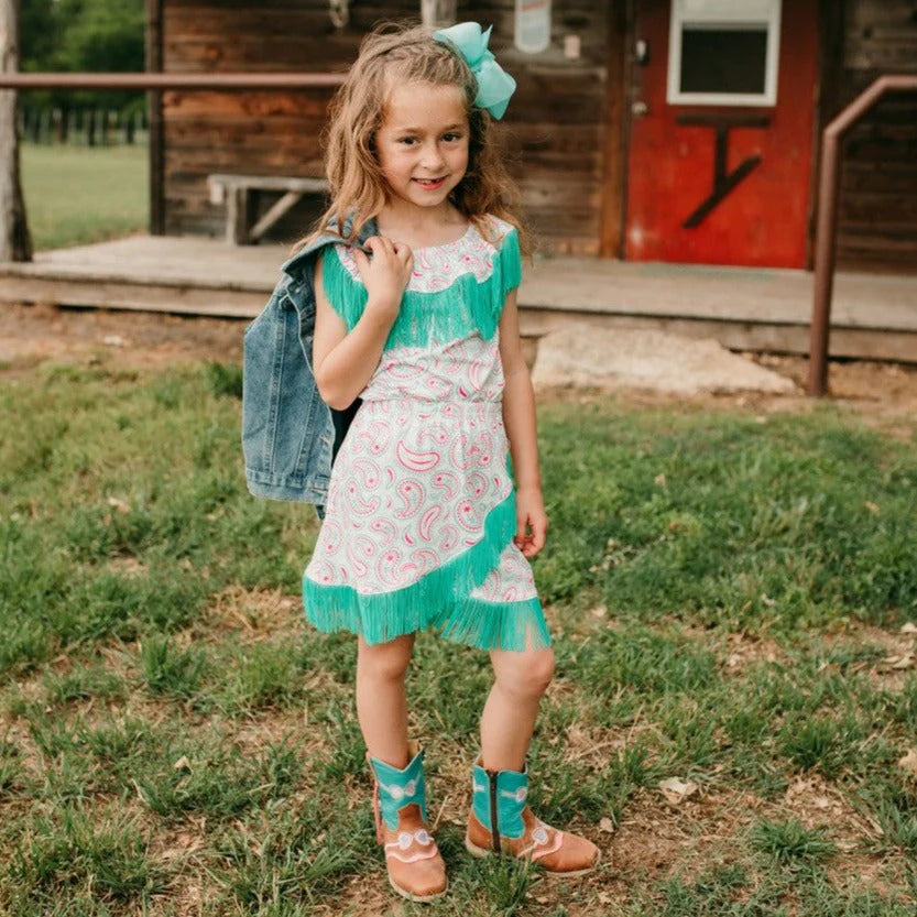 Girls Paisley Neck Fringe Shirt by Shea Baby