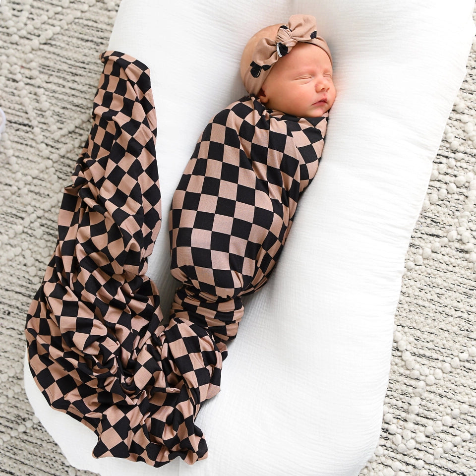 Bentley Checks Swaddle Bamboo Baby Blanket
