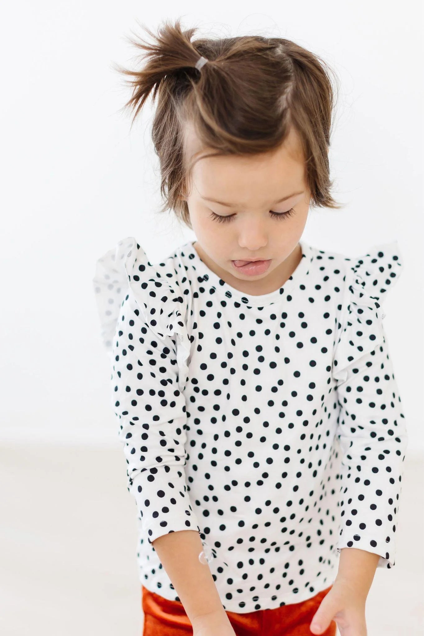 Girls White with Black Dots Top by Mila & Rose