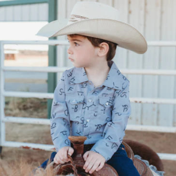 Boys Brand Print L/S Pearl Snap Onesie or Shirt by Shea Baby