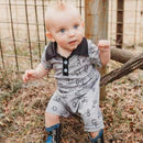 Boys Grey Brand Romper by Shea Baby