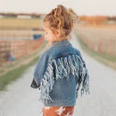 Girls Denim Fringe Jacket by Shea Baby