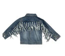 Girls Denim Fringe Jacket by Shea Baby