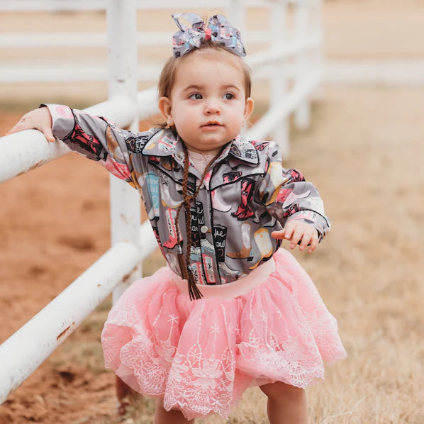 Girls Grey Boot Pearl Romper or Shirt by Shea Baby