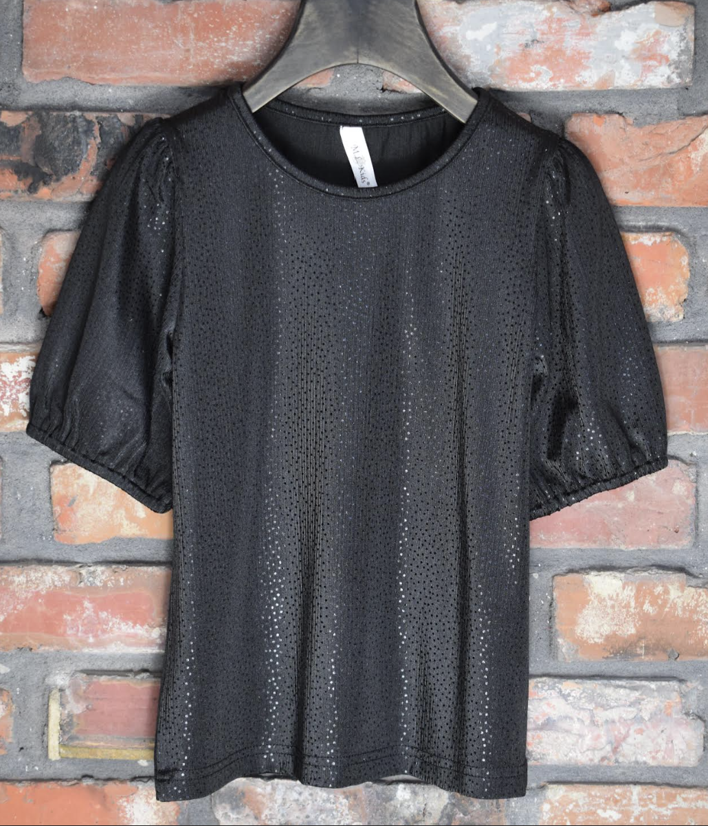 Girls Black Shimmer Top by ML Kids