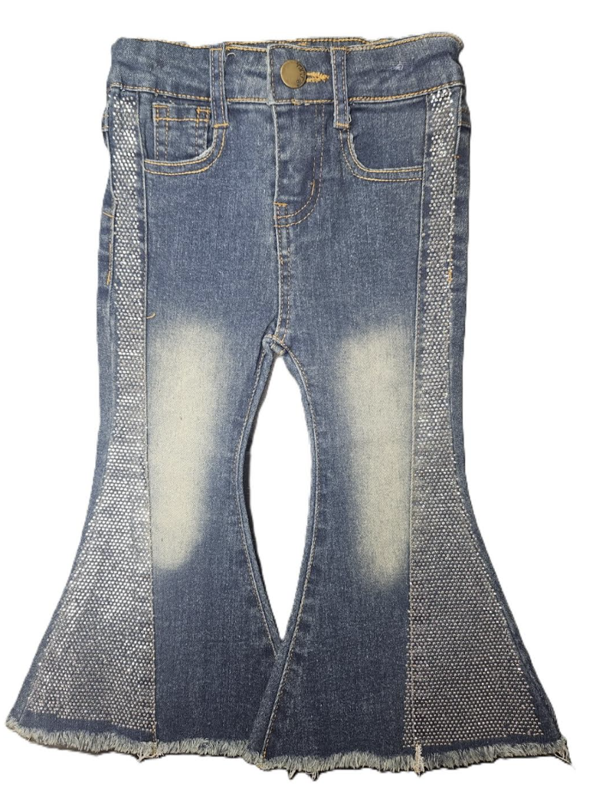 Girls Blue Jean with Rhinestone Stud Inset by ML Kids