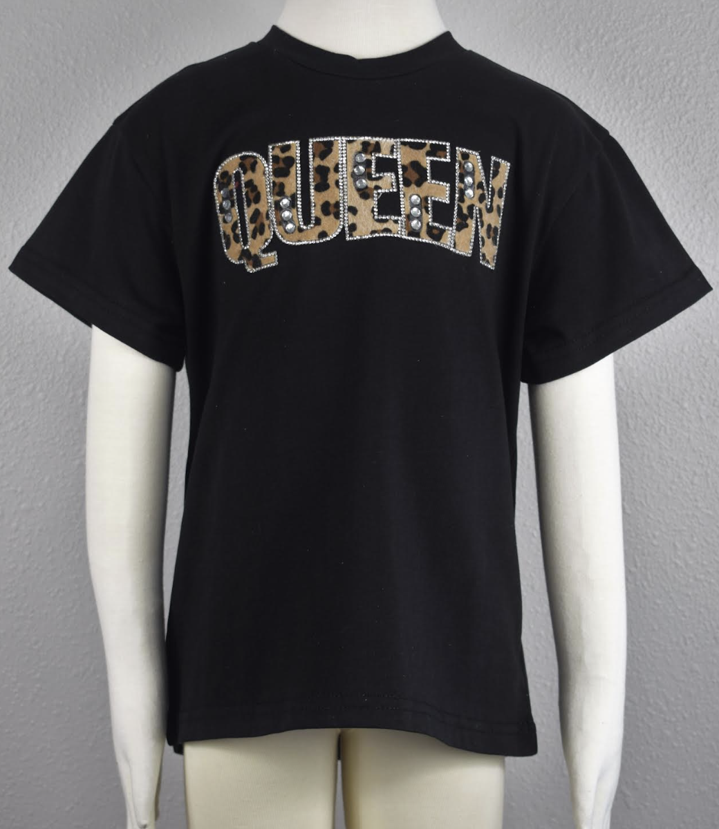 Girls Black "Queen" Top by ML Kids