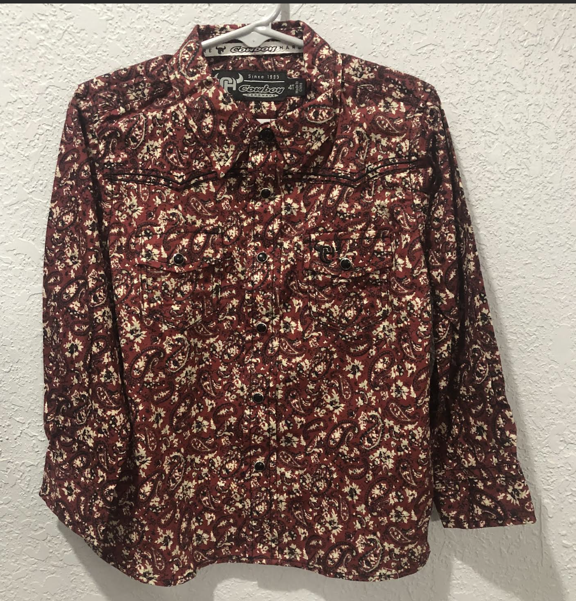 Boys Burgundy Range Floral L/S Shirt by Cowboy Hardware