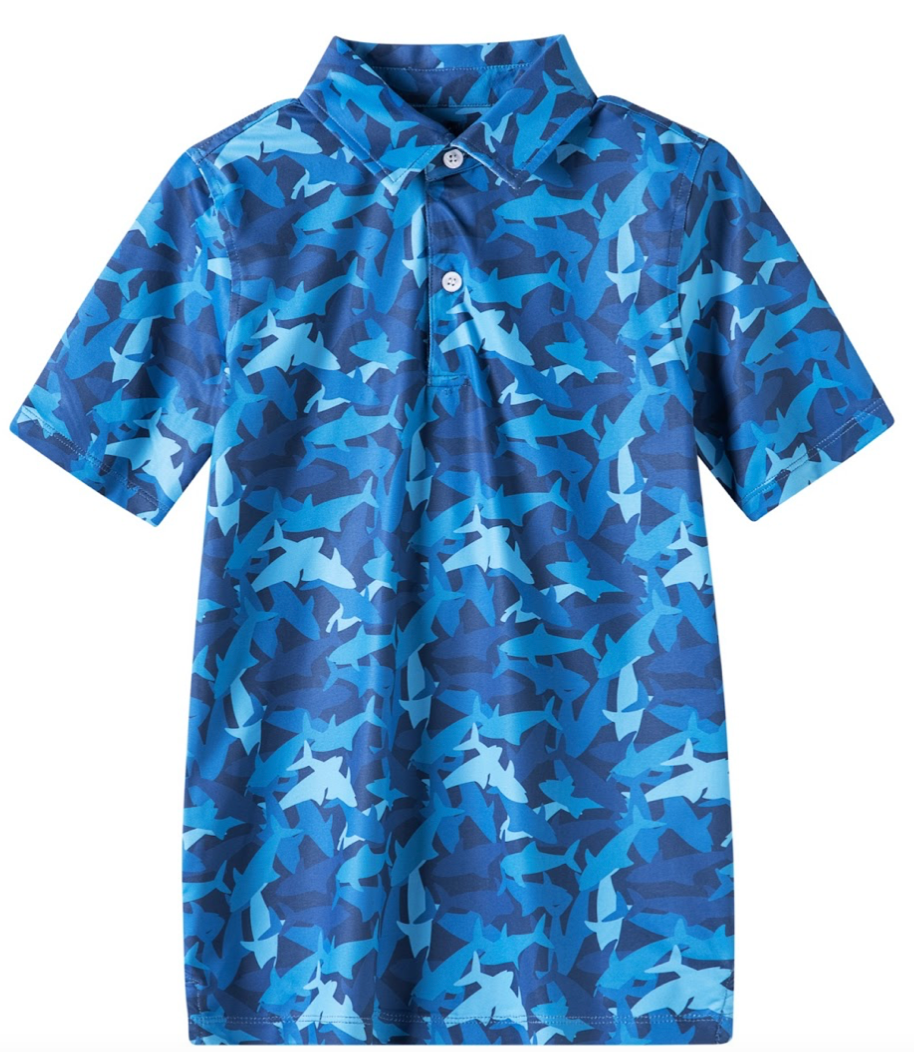 Boys Shark Print Polo by Meripex