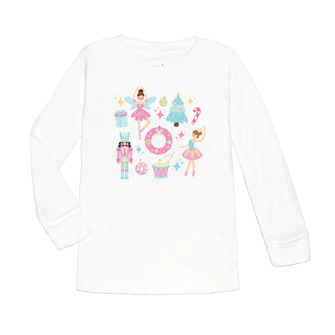 Girls Nutcracker Doodle Christmas L/S T-shirt by Sweet Wink