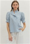 Ladies Plaid Check Top by Entro-Blue