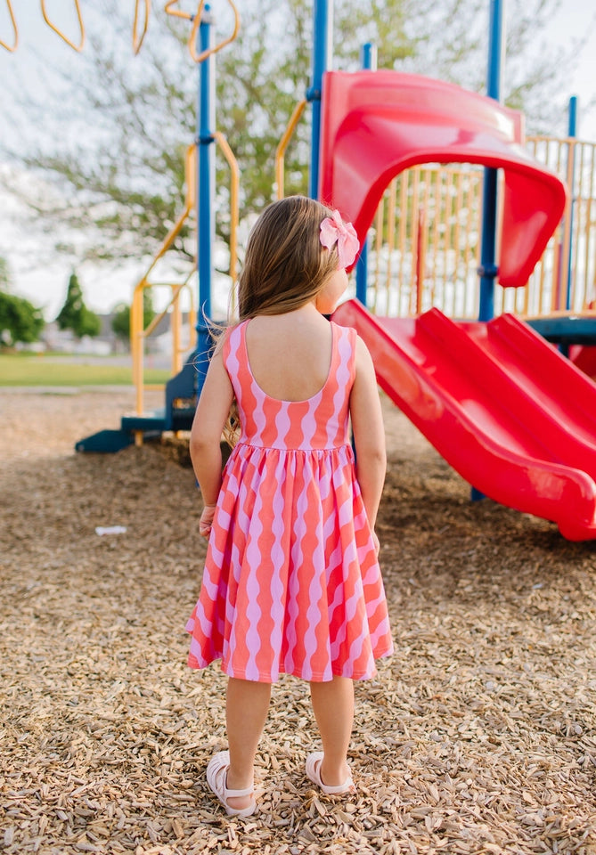 Girls Pocket Tank Twirl Dress in Crinkle