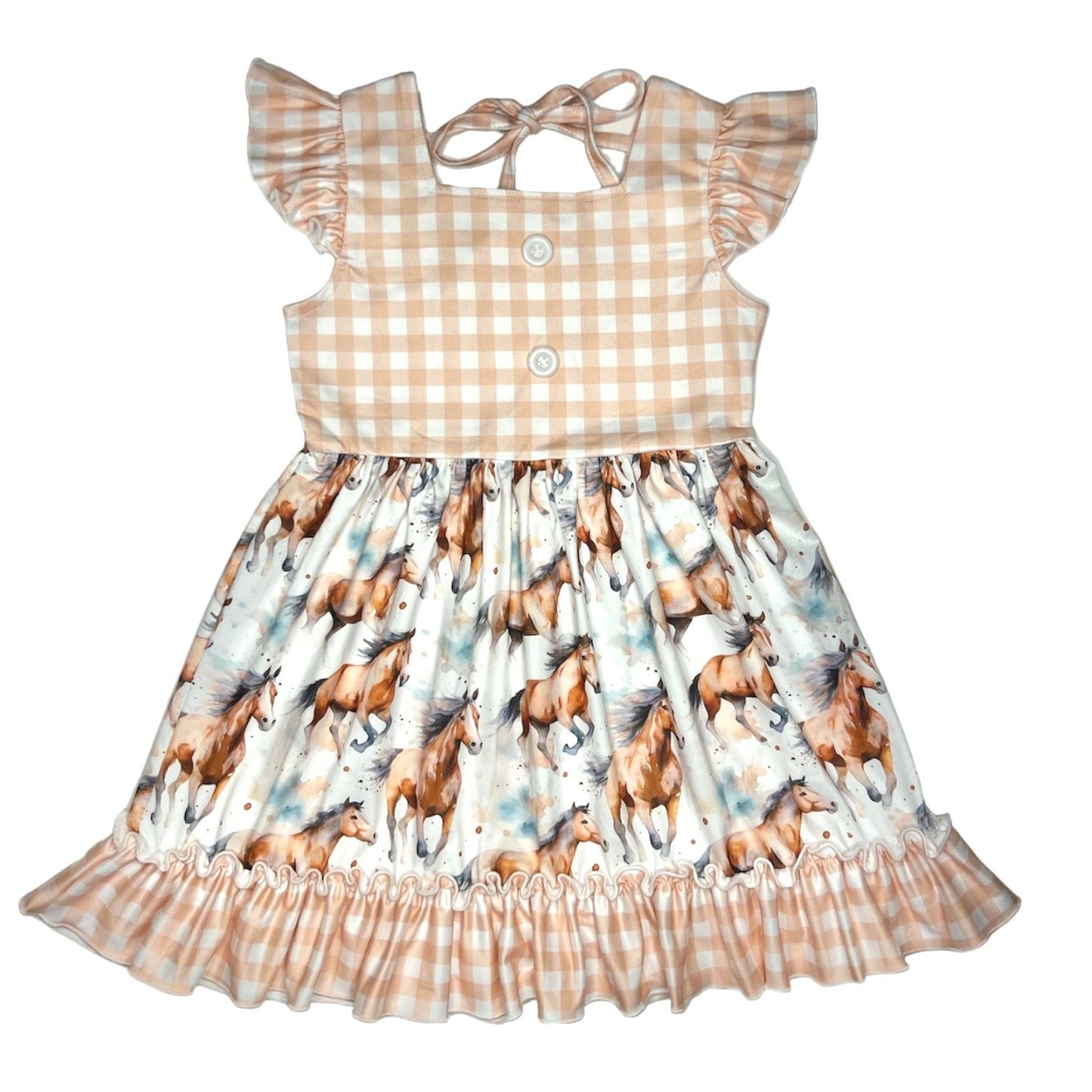 Girls Running Horse Plaid Dress by Shea Baby