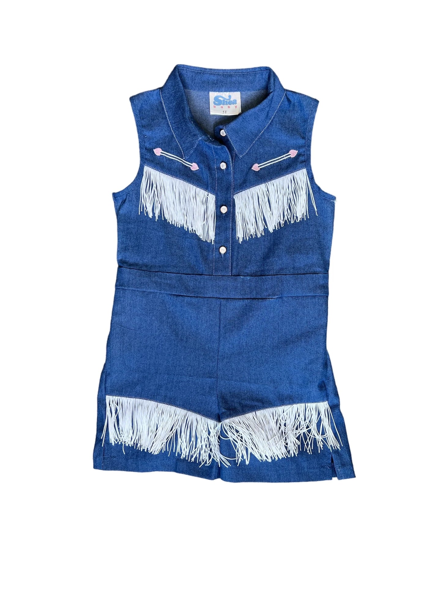 Girls Denim Vintage Romper by Shea Baby