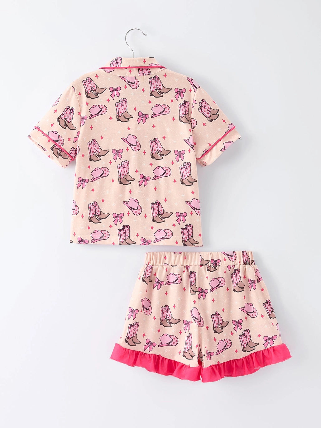 Girls Western Print Ruffle Pajama Set by Rylee Faith
