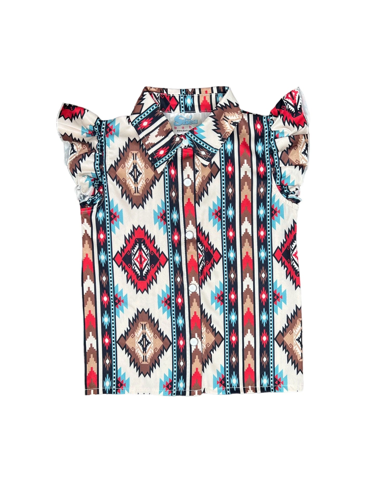 Girls Aztec Ruffle Snap Onesie or Shirt by Shea Baby