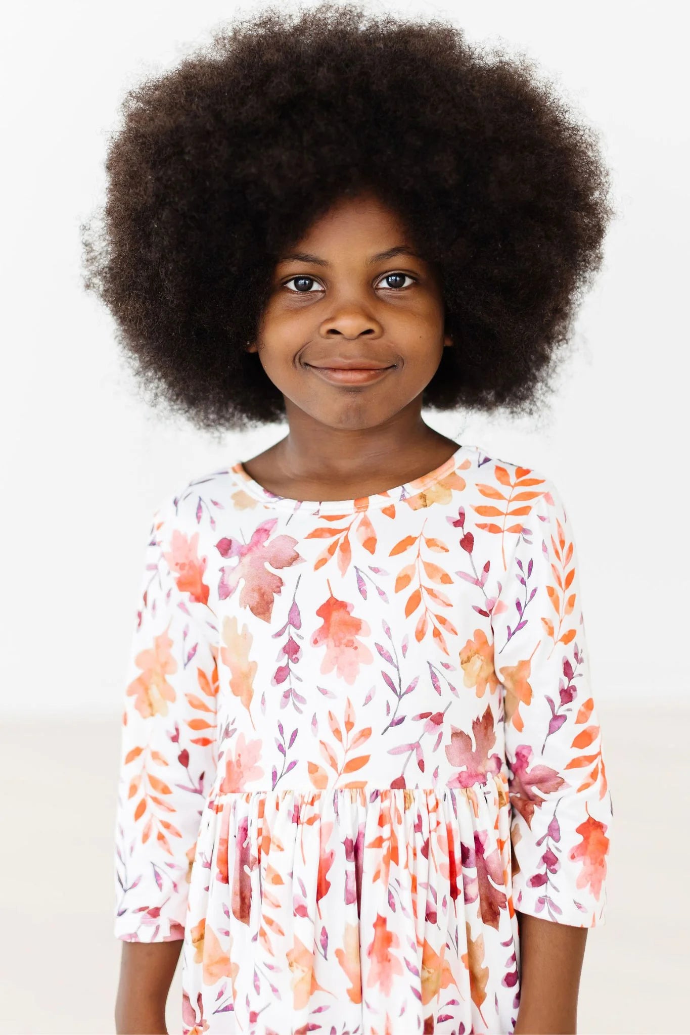 Girls Falling Leaves 3/4 Sleeve Pocket Twirl Dress by Mila & Rose