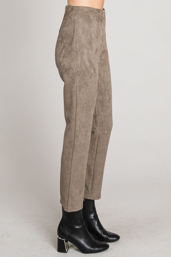 Ladies Olive Stretchy Butter Suede Pants by Allie Rose
