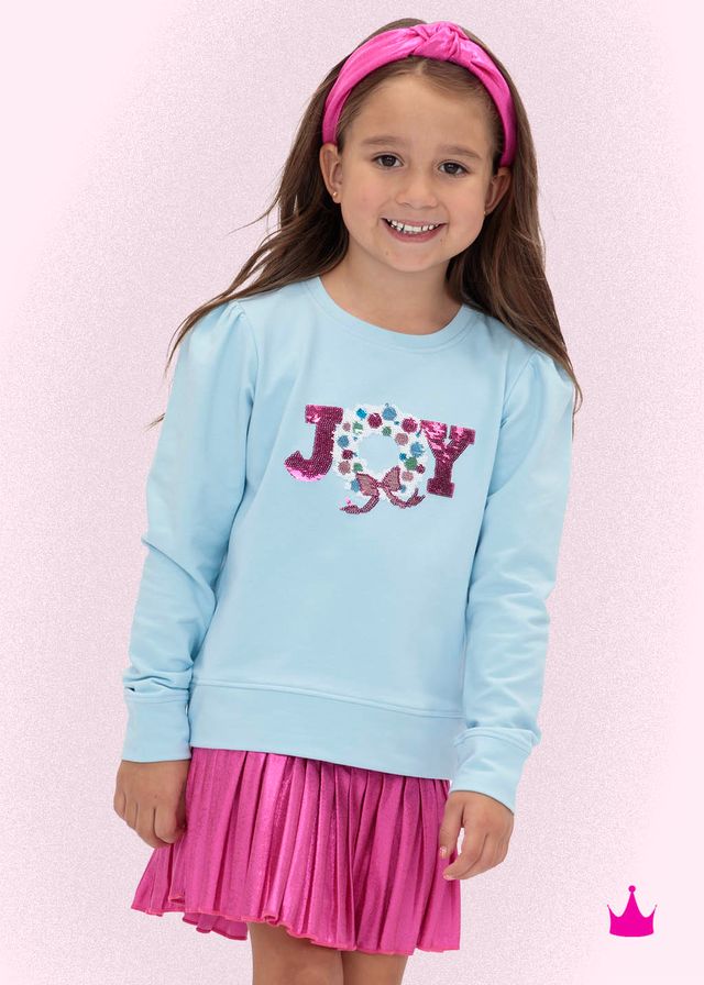 Girls Sequin Joy Light Blue Holly Top by Azarhia