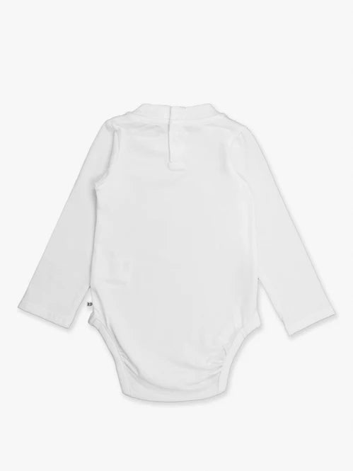 Girls White Long Sleeve Basic Bodysuit by RuffleButts